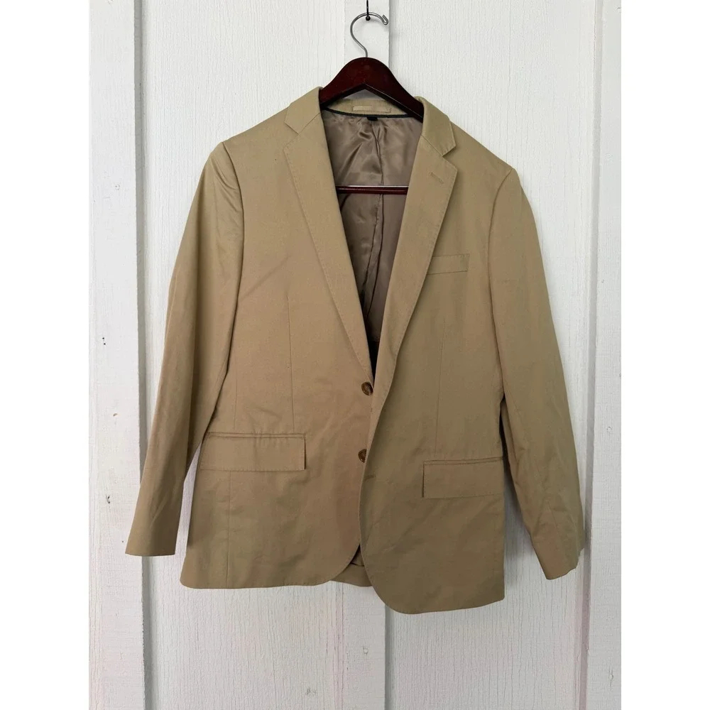 J.Crew Ludlow Blazer 38S Mens Khaki Tan Larusmiani Italian Cotton Sport Coat